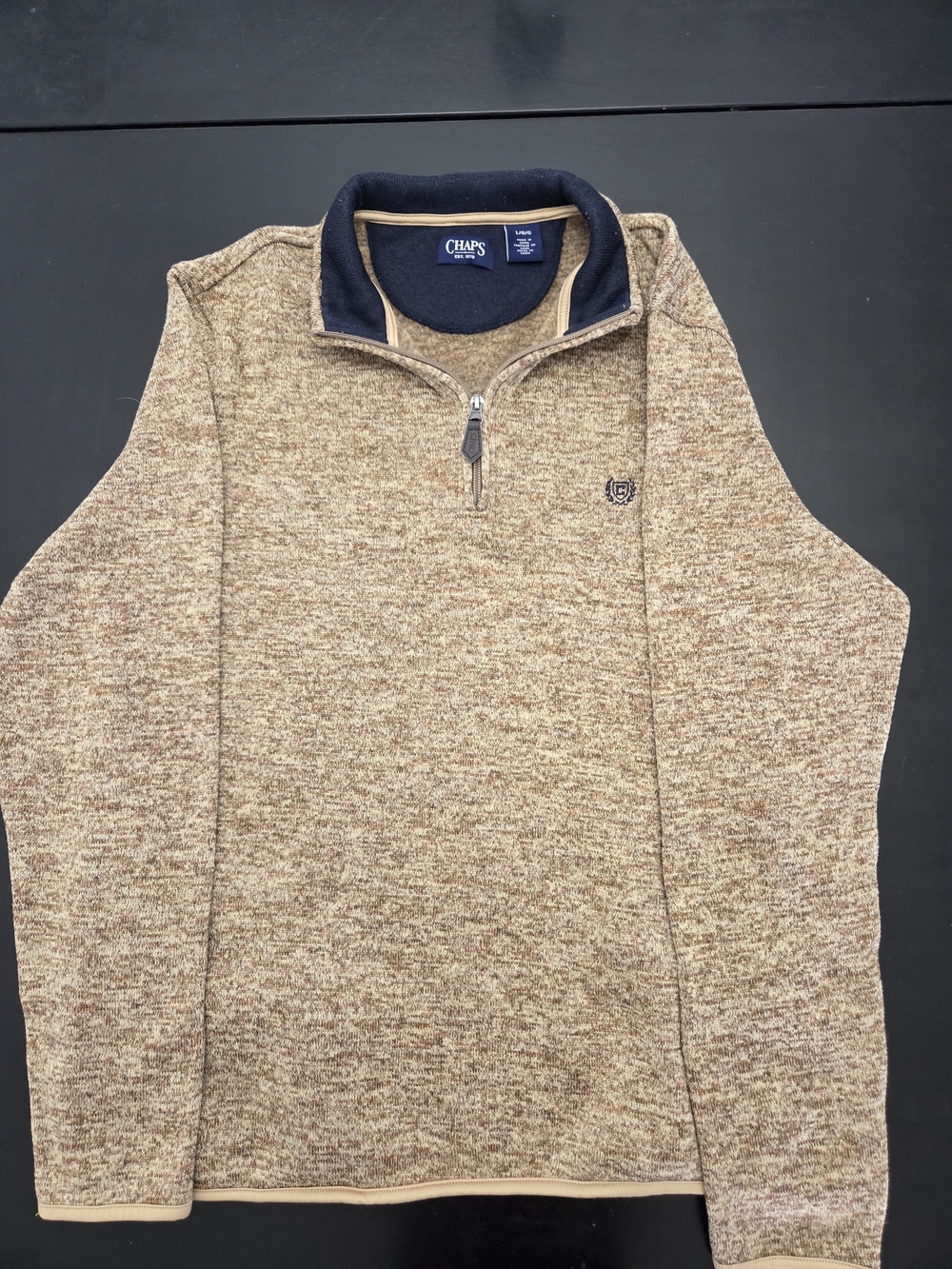 Chaps Men's Tan Heather Quarter-Zip Sweater